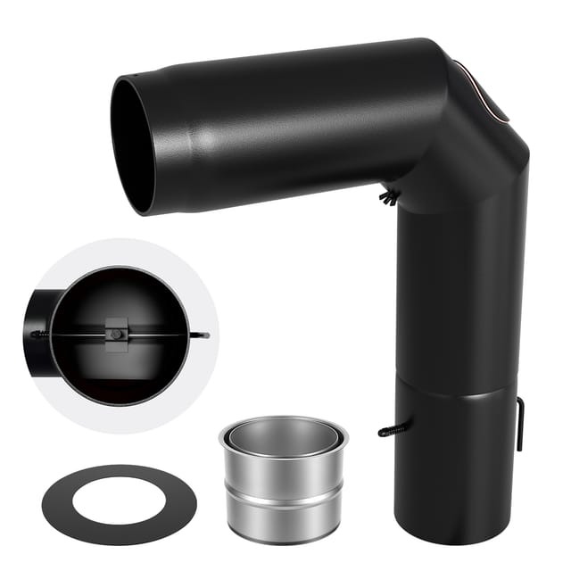 Tolletour Ofenrohr Set Rauchrohrbogen 90° Ø150 Mm 2mm Stahl Mit Reinigungsklappe Drosselklappe Bis 600 °c Für Kaminofen Ofenrohrbogen