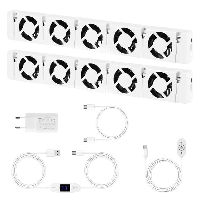 Tolletour Heizkörperverstärker 5 Lüfter, Magnetischer Heizkörperventilator, Weiß, 2er Set