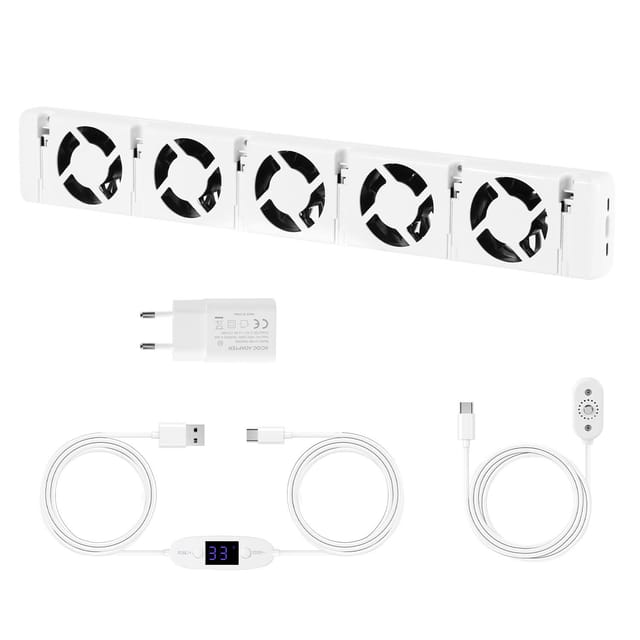 Tolletour Heizkörperverstärker 5 Lüfter, Magnetischer Heizkörperventilator, Weiß, 1er Set