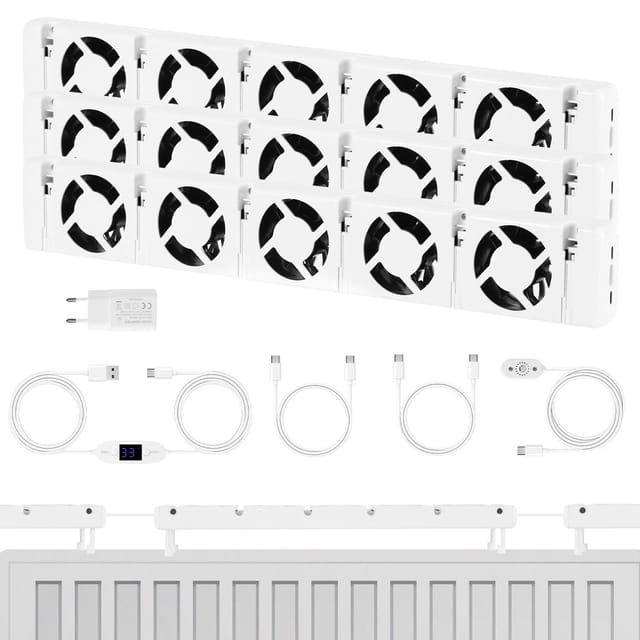 Tolletour Heizkörperverstärker 5 Lüfter, Magnetischer Heizkörperventilator, Weiß, 3er Set