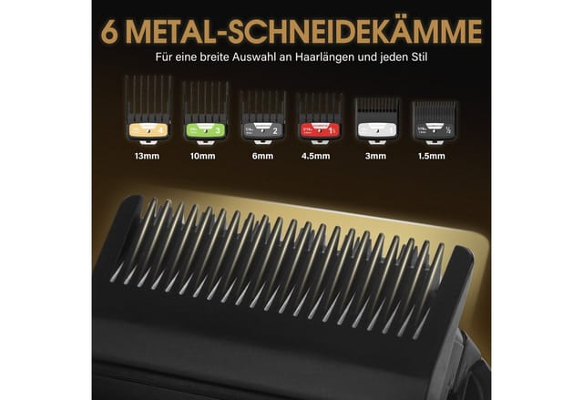 Barberpub Haarschneidemaschine Profi, Haarschneider Herren Mit 6 Klingen, 2 Gehäusedeckeln & Ladestation, Haartrimmer Verstellhebel 0,5-2,0mm, Bartschneider Elektrisch Für Friseursalon, Hc176