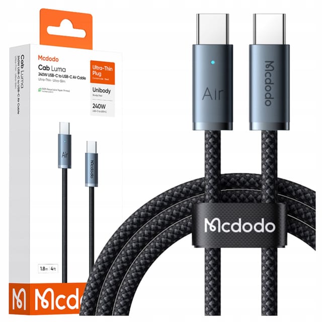 Mcdodo Usb-c-kabel, Usb-c-schnellladekabel, Usb Typ C, 240 W, 1 M, Led, Schwarz