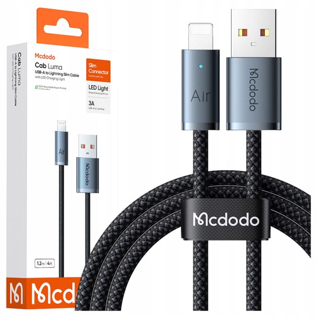 Mcdodo Usb-a Lightning-kabel, Schnellladefunktion Für Handys, Led, Schwarz, 2 M