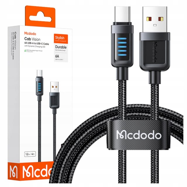 Mcdodo-kabel Usb-a/usb-c Schnellladekabel Usb Typ C Pd 100w 6a 1,2m Led