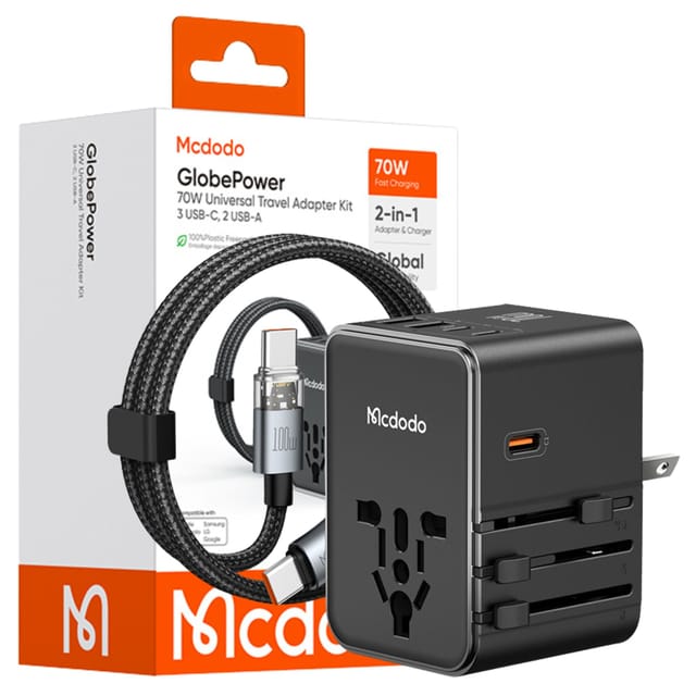 Mcdodo 2-in-1 Reiseadapter Mit Englischem Stecker (uk, Eu, Us), 70 W