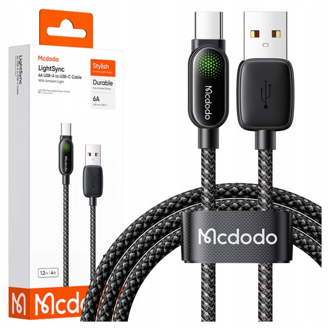 Mcdodo Kabel Usb-a Usb-c Schnellladekabel Pd 100w 1m Led Schwarz