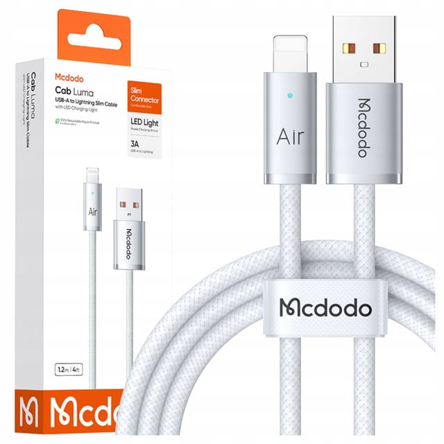 Mcdodo Usb-a Lightning-kabel, Schnellladefunktion Für Handys, Led Weiß, 2 M