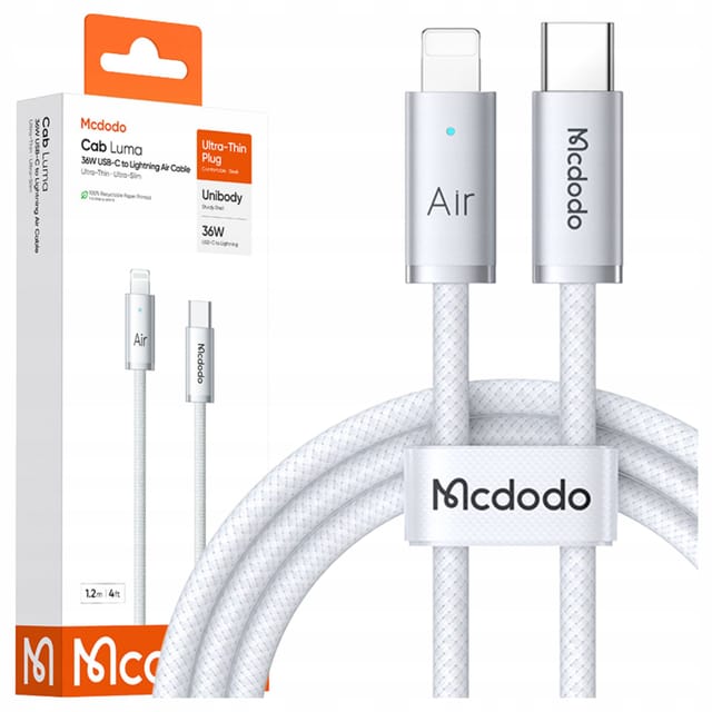 Mcdodo Usb-c Lightning-kabel Schnellladekabel Usb Typ C 36w 1m Led Weiß