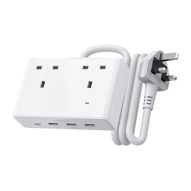 Ugreen Nexode S620 Steckdosenleiste (uk-standard) 2x Ac, 3x Usb, 1x Usb-c, 1,5 M (weiß)