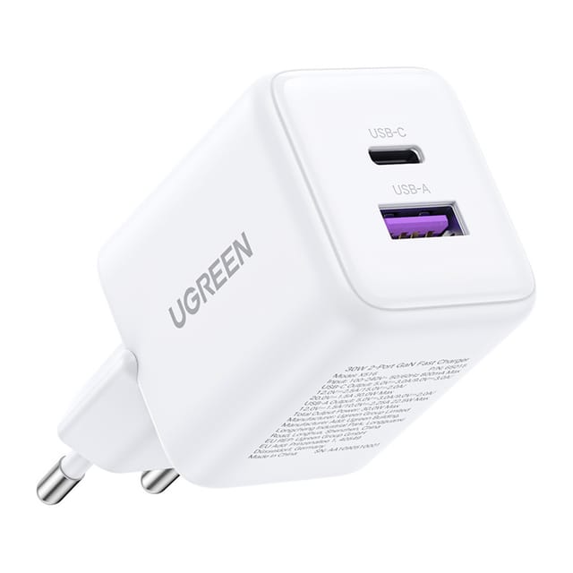 Ugreen X516 Usb + Usb-c, Gan, 30w Wandladegerät (weiß)