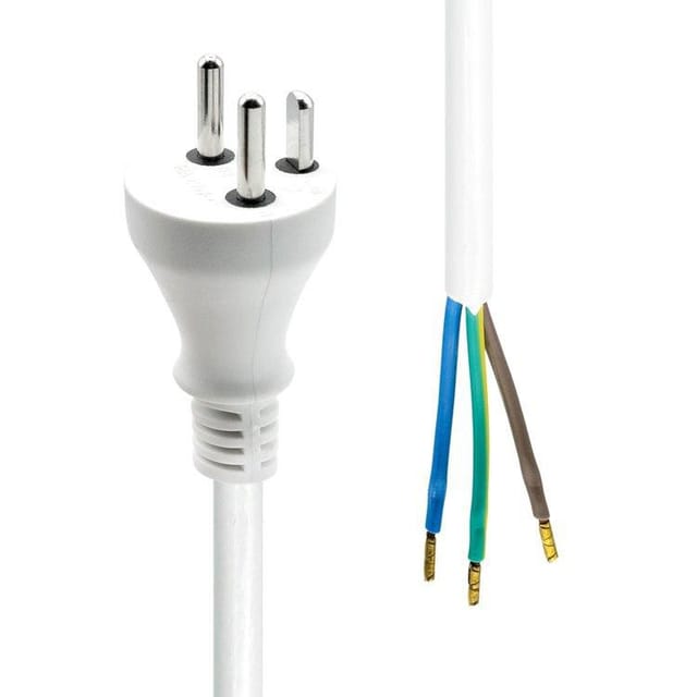 Proxtend Dänemark Stromkabel – Offenes Ende, 1 M, Weiß, Pc-koe-001w-m