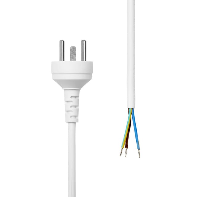 Proxtend Stromkabel Dänemark Edb Offenes Ende 2m Weiß, Pc-kitoe-002w-m