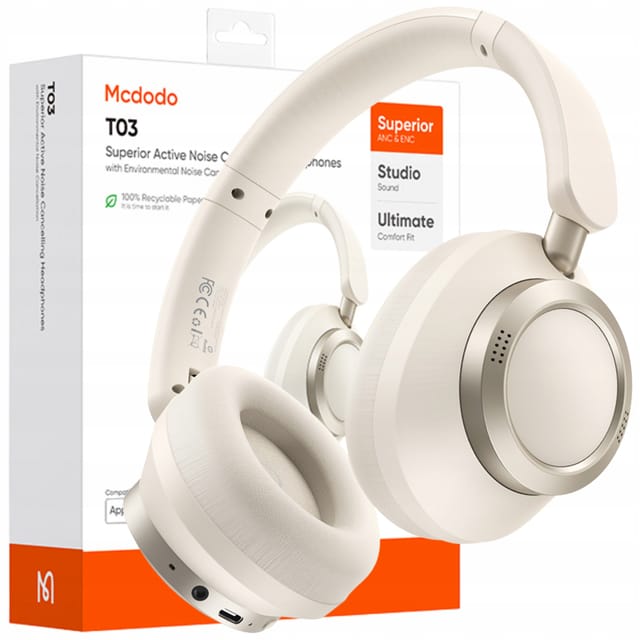 Mcdodo Kabellose On-ear-bluetooth-kopfhörer Mit Mikrofon Und Aktiver Geräuschunterdrückung, Beige