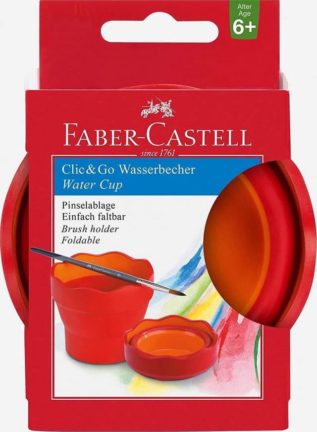 Faber Castell Click&go Wasserbehälter - Rot, Für Pinsel Und Farben