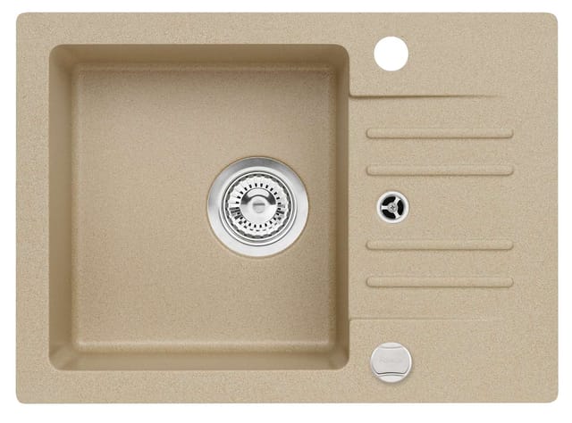 Cortina - Granit-spüle 58x42 Cm, Mit Ablaufsystembedienung, Beige 1117077 - Alveus