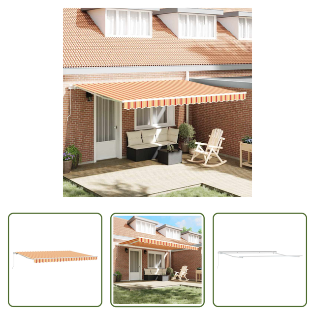 Garten - Markise Gelb Und Orange 450 X 350 X 165 Cm Polyester