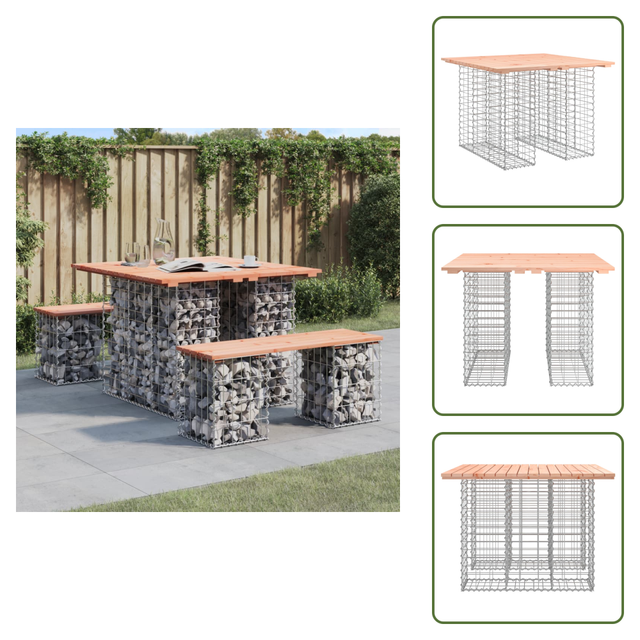 Gartenbank Aus Gabionen 100x102x72 Cm Massivholz Douglasie - Gartenbank - Douglasienholz - Gabione - Gartenmöbeln - Außengarten