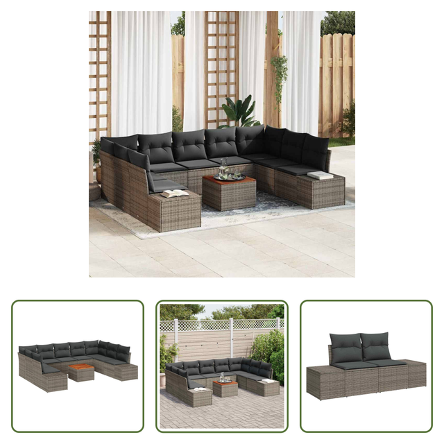 Vidaxl Außensofa - Garten-sofa-set 10 Pcs Grau