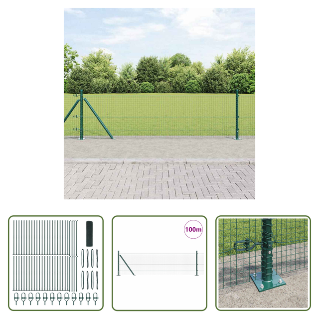 Vidaxl Stahlzaunpfosten - Zaunpfosten Grün 100 X 0,4 M (25 X 25 Mm Netz) Stahl Und Pvc