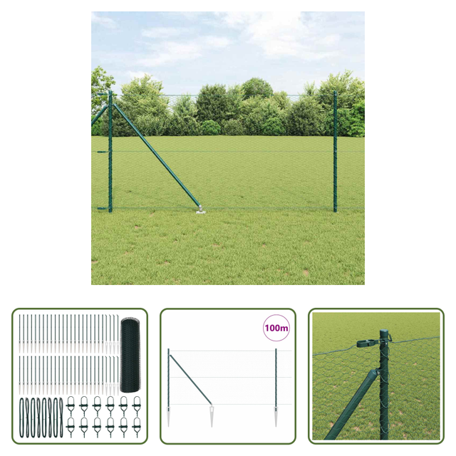 Vidaxl Außenpfosten - Zaunpfosten Grün 100 X 1 M (25 Mm Maschen) Stahl Und Pvc