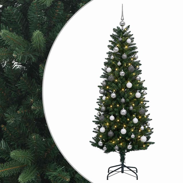 Künstlicher Klapp-weihnachtsbaum Mit Kugeln 150 Cm 150 Leds Vidaxl