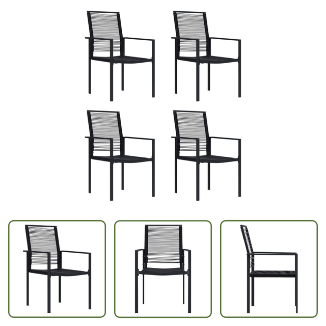 Pvc Rattan - Gartenstühle 4 Stk. Pvc Rattan Schwarz