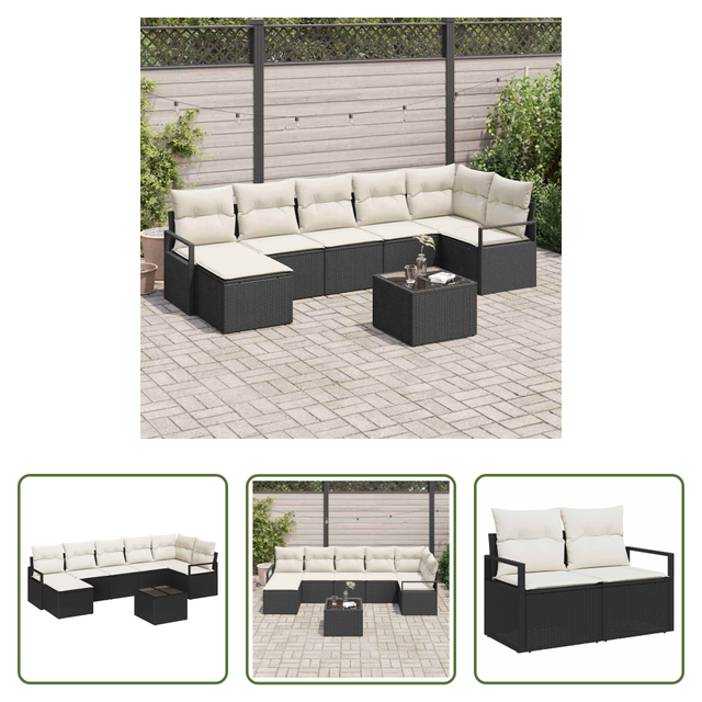 Vidaxl Poly Rattan - Sofa Set Mit Kissen 8 Pcs Schwarz Poly Rattan