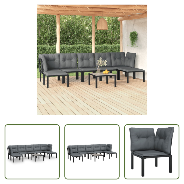 Vidaxl Rattan - 8-tlg. Garten-lounge-set Schwarz Und Grau Poly Rattan