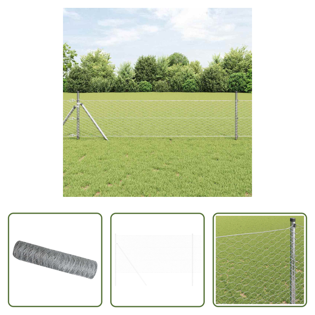 Vidaxl Verzinkter Stahl - Hexagonzaun Silber 0,5 X 10 M Verzinkter Stahl