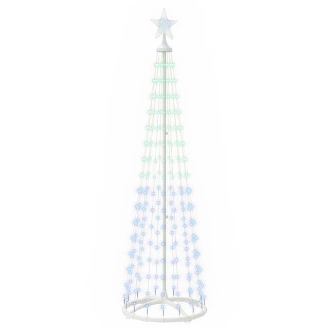 Led-kegelbaum 180 Cm 250 Leds Rgb Stahl Weiß Vidaxl