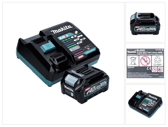 Makita Power Source Kit 40 V Max. Mit Bl 4025 Akku 2,5 Ah Xgt ( 191b36-3 ) + Dc 40 Ra Schnell Ladegerät Xgt Lxt ( 191e07-8 )
