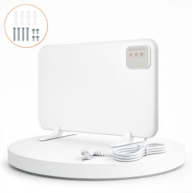 Jiubiaz Infrarotheizung 120w Für Schreibtisch, 3-in-1 Heizpaneel Mit Timer, 3 Temperaturstufen, Eco-modus Und Standfüßen, Weiß, Paneel 50 X 30 X 1 Cm