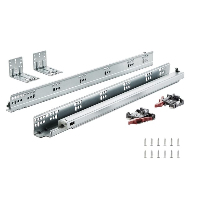 Packung Mit 10 Paar Stahlschubladenschienen, Seitliche Montage, Vollauszug, Geräuscharm Mit Verriegelungsmechanismus, 100 Lb (ca. 45 Kg)
