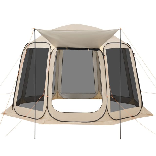Faltbares Moskitonetzzelt Für 10 Bis 12 Personen Mit Abnehmbarem Dach Und Tragetasche, Ideal Für Terrasse Und Außenbereich, Beige