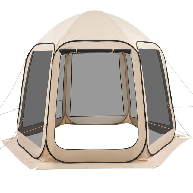 Beigefarbenes, Faltbares Moskitonetzzelt Für 4 Bis 8 Personen, 3030 X 2650 X 2300 Mm, Mit Tragetasche, Ideal Für Garten Und Outdoor-aktivit äten