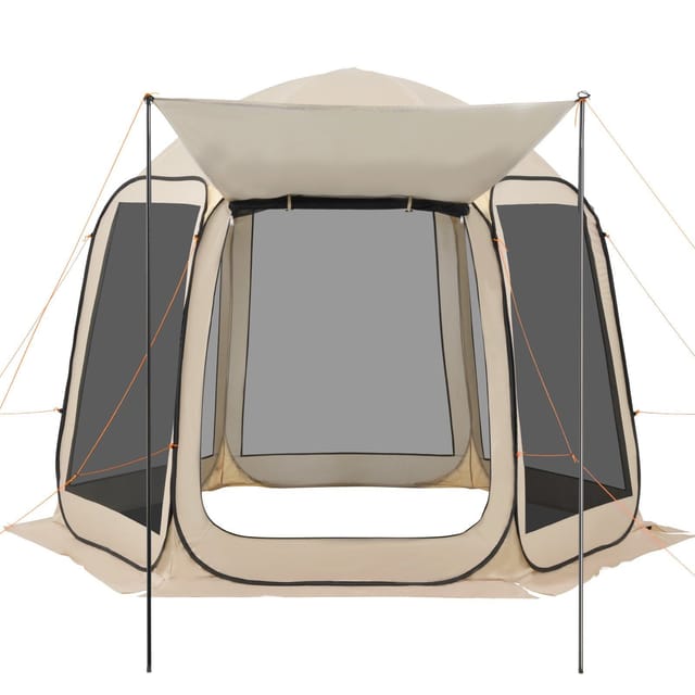 Faltbares Moskitonetzzelt Für 4 Bis 8 Personen Mit Sonnensegel Und Tragetasche, Ideal Für Terrasse Und Outdoor-aktivitäten, Beige