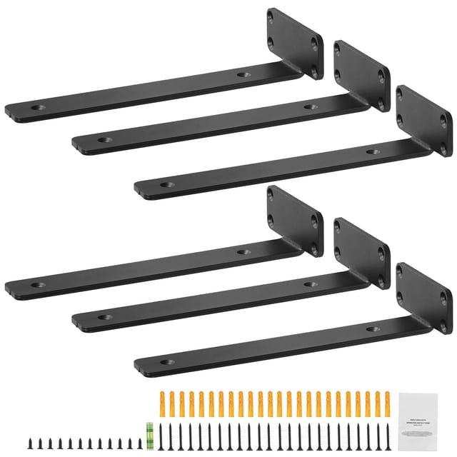 10 X 4 Zoll Große, L-förmige Regalwinkel, 6er-set, 5 Mm Dick, Mattschwarzer Stahl, Tragfähigkeit 160 Lb