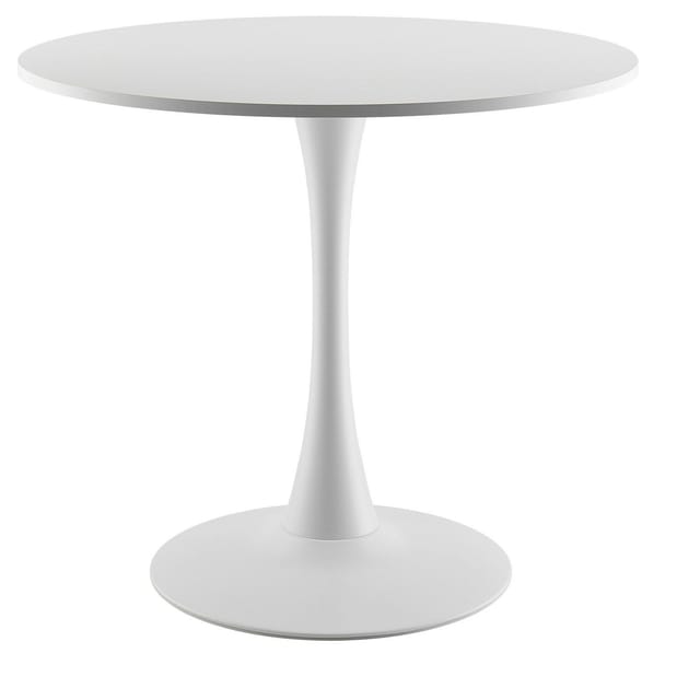 Runder Esstisch Aus Holz, 80 Cm Durchmesser, Für 2 Bis 4 Personen, Modernes Tulpenförmiges Möbelstück, Geeignet Für Küche Und Wohnzimmer, Weiß