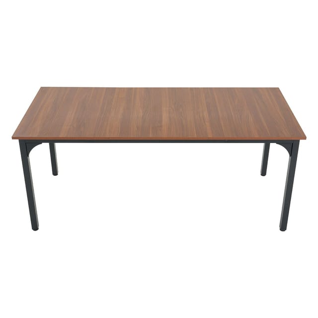 Rechteckiger Esstisch Aus Holz, 180 Cm, Für 6 Bis 8 Personen, Rustikaler Stil Mit Eisenbeinen, Braun