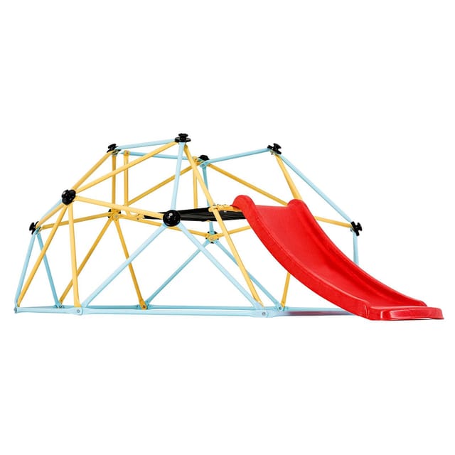 Kletterkuppel Mit 2,4 M Langer Rutsche, Für Kinder Von 3 Bis 9 Jahren, Kletterturm, Tragkraft 272 Kg, Griffe, Für Drinnen Und Draußen Geeignet