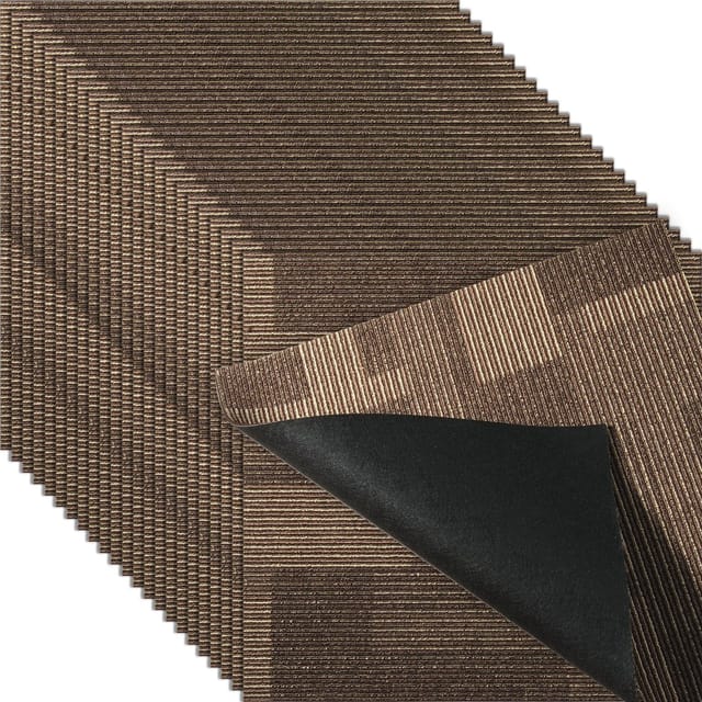 Wiederverwendbare Teppichfliesen (61 X 61 Cm) Mit Integrierter Polsterung, Weicher Teppich Für Schlaf- Und Wohnzimmer, 24er-set, Gemischtes Braun