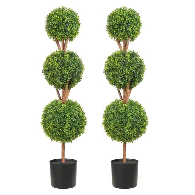 Set Mit 2 Künstlichen Kugeln (122 Cm Durchmesser) Mit Töpfen, Dekorative Grünpflanzen Für Den Innen- Und Außenbereich