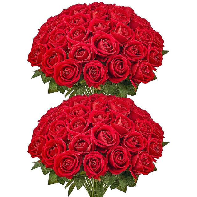 Künstliche Blumen, Set Mit 60 Realistischen Roten Schaumrosen Für Hochzeiten, Tischdekorationen, Selbstgemachte Gestecke Und