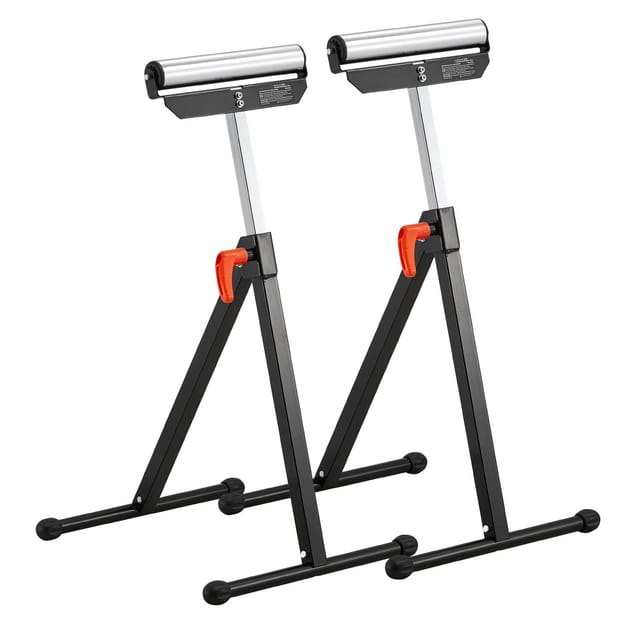 Verstellbare Rollenstützen, 2er-set, Tragfähigkeit 61 Kg, Höhenverstellbar 68-108 Cm, Klappbar Für Sägen
