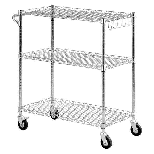 Küchenwagen Aus Stahl, 3-stöckiges Regal, Robuster, Mobiler Wagen Für Garage Und Waschküche, 89 X 45 X 104 Cm