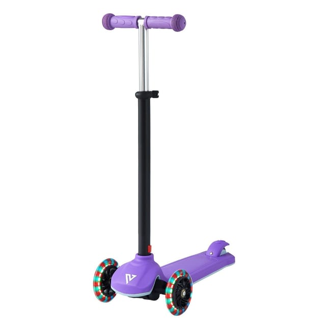 Roller Für Kinder Ab 3 Jahren, 3 Leuchträder, Verstellbarer Lenker, Rutschfestes Aluminiumdeck, 74,8 Kg, Lila, Garantierte Langlebigkeit