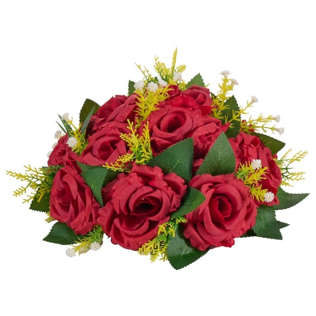 Strauß Aus 10 Künstlichen Roten Rosenkugeln, 240 Mm, Tischdekoration Für Hochzeiten Und Private Feiern