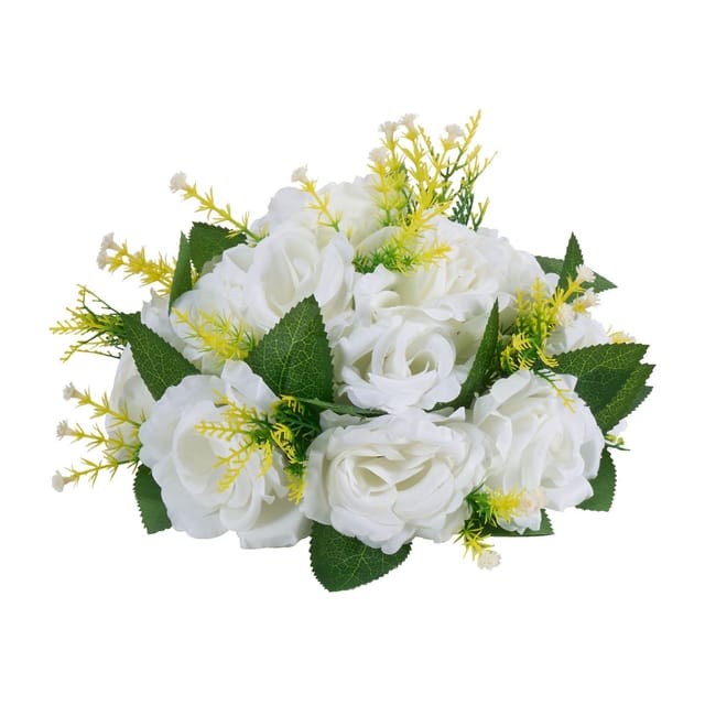 Strauß Aus 10 Künstlichen Blütenkugeln, Weiße Rosen, Als 240-mm-tischdekoration Für Hochzeiten, Elegante Wohndekoration