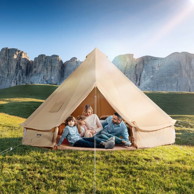 3 M Großes Glockenzelt Aus Canvas Für 4 Personen, Atmungsaktives Campingzelt Mit Ofenanschluss, Ideal Für Familien Und Outdoor-aktivitäten