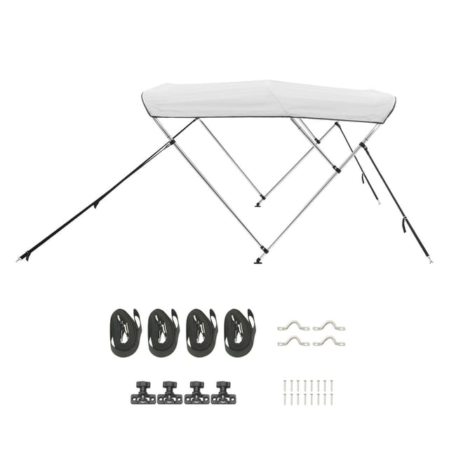 Bimini-top Mit 3 Stangen, 600d-polyesterzelt Mit Aluminiumgestänge, Sonnenschutz Und Wasserdicht, 183 X 201–213 X 117 Cm